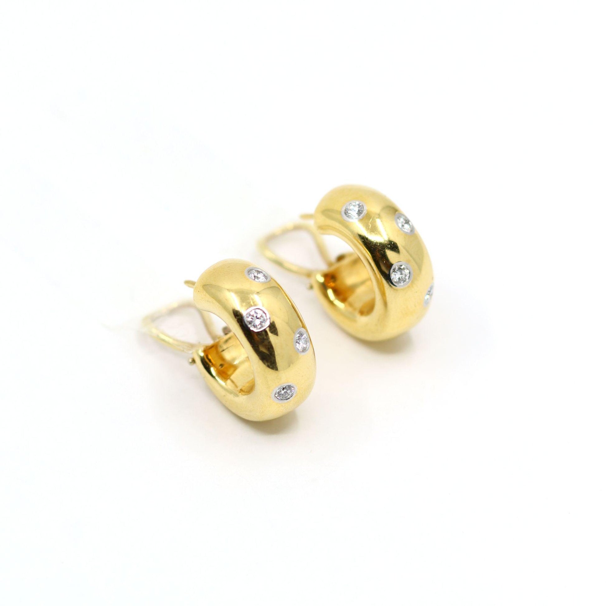 Tiffany & Co Etoile 18K Gold & Platinum Diamond Earrings