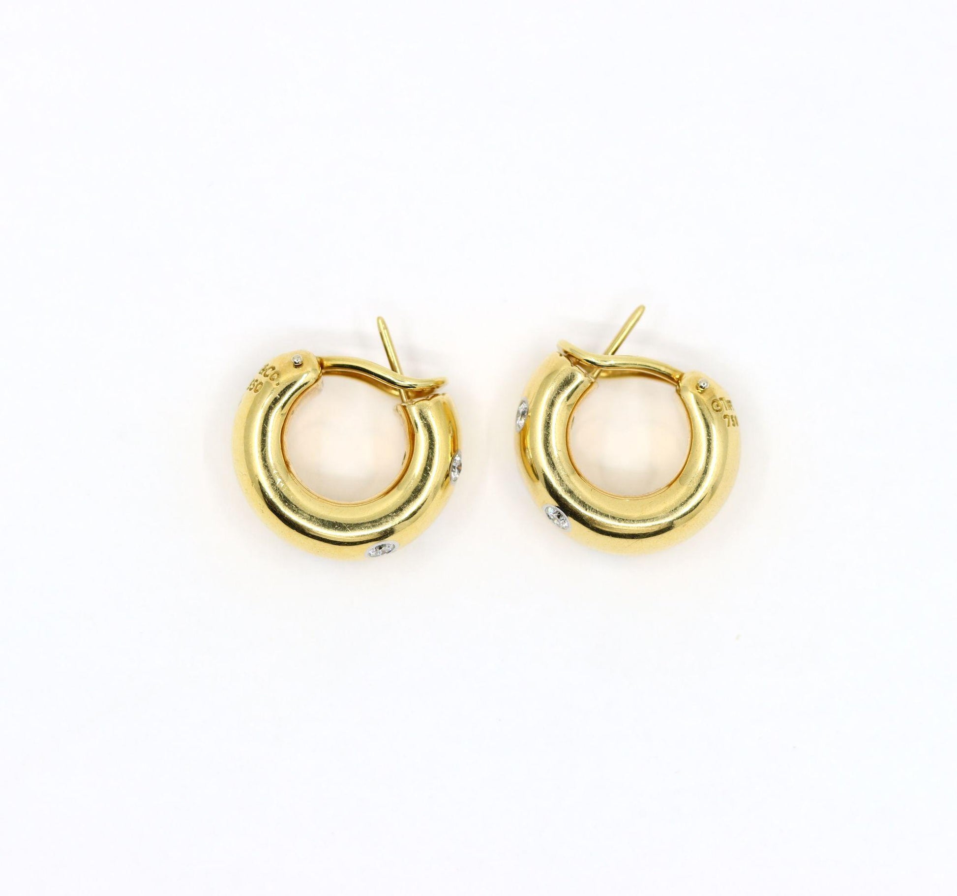 Tiffany & Co Etoile 18K Gold & Platinum Diamond Earrings