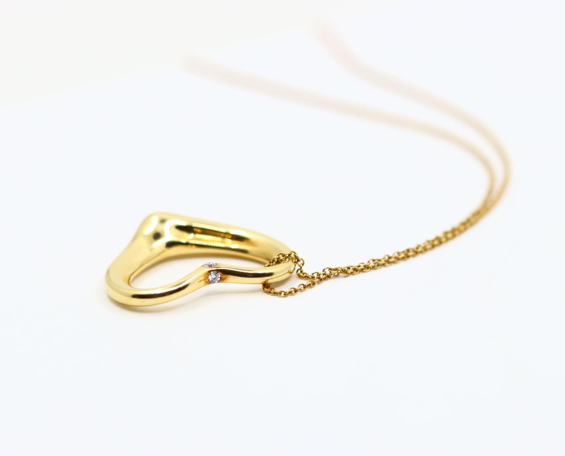 Tiffany & Co 18K Gold Elsa Perreti Diamonds Heart Pendant Necklace