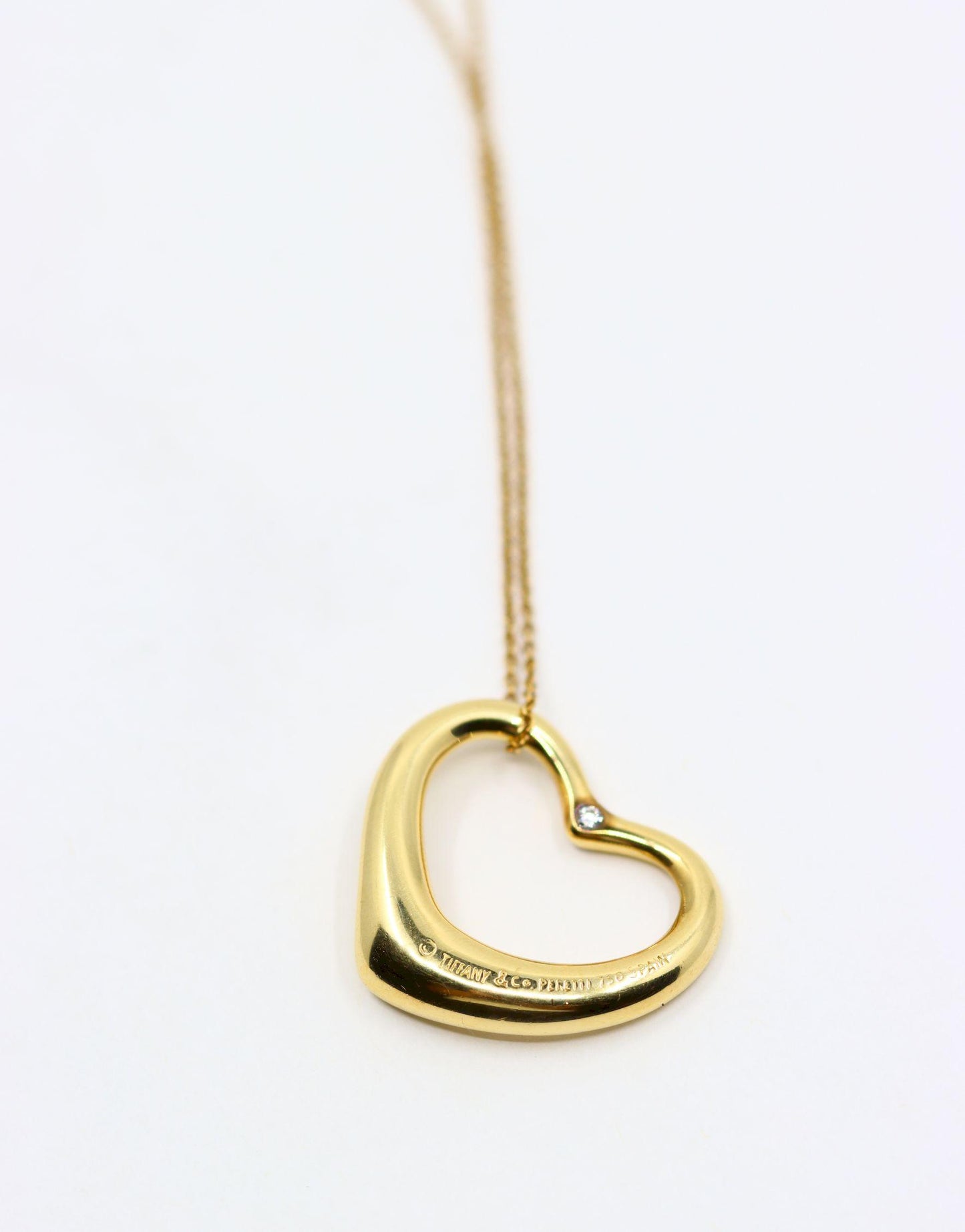 Tiffany & Co 18K Gold Elsa Perreti Diamonds Heart Pendant Necklace