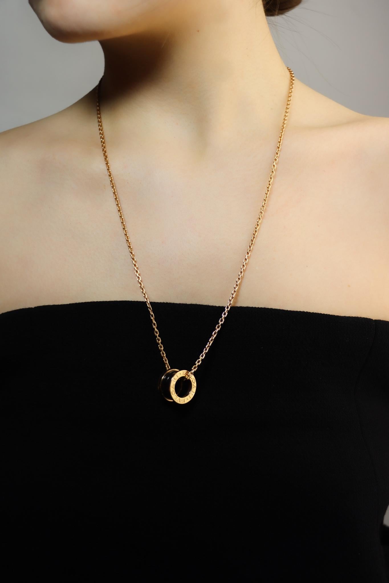 Bulgari B.Zero 18K Rose Gold Black Ceramic Necklace