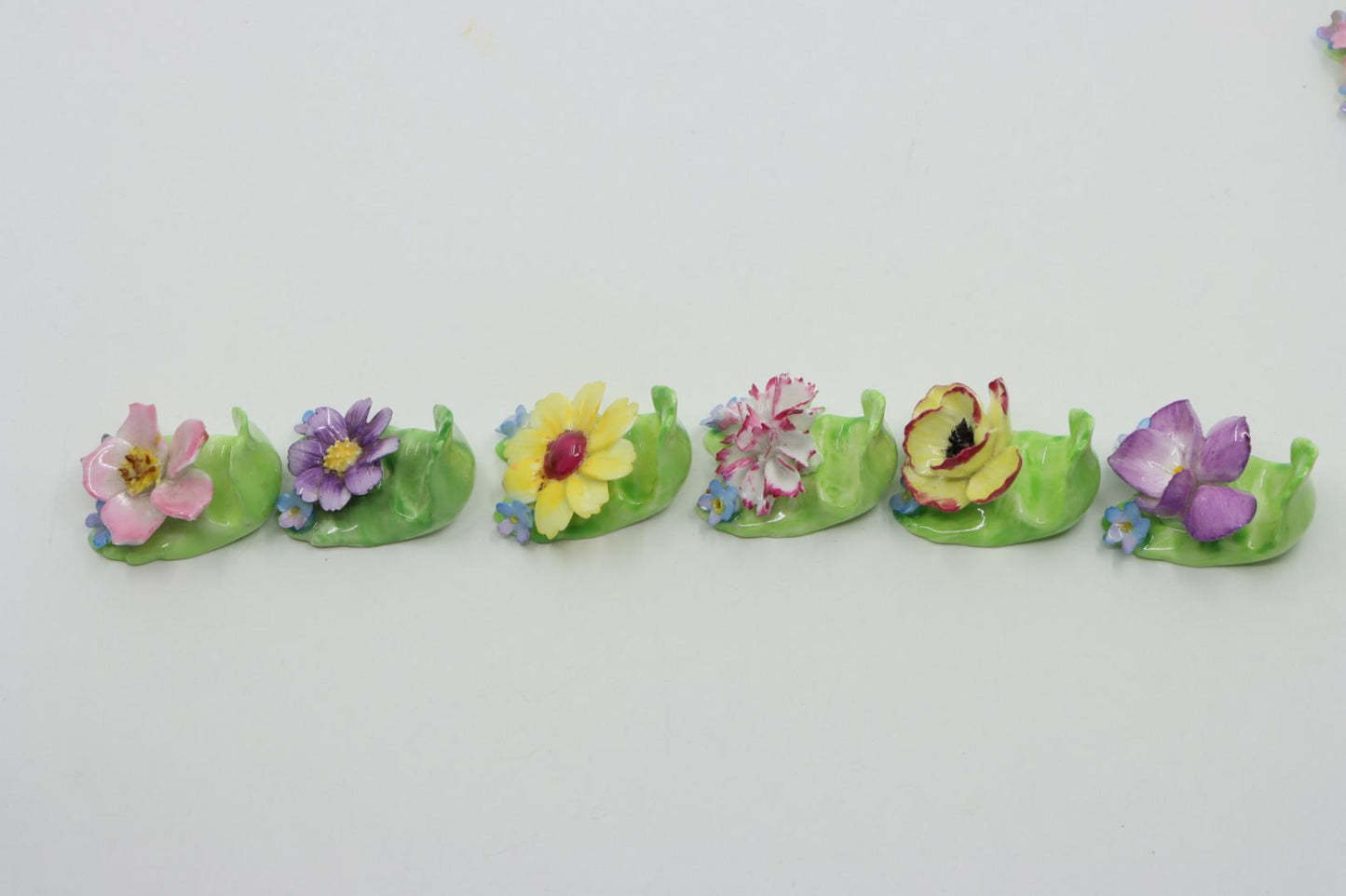 Eleven Coalport Fine English Bone China Flower Porcelain Place Card Holders