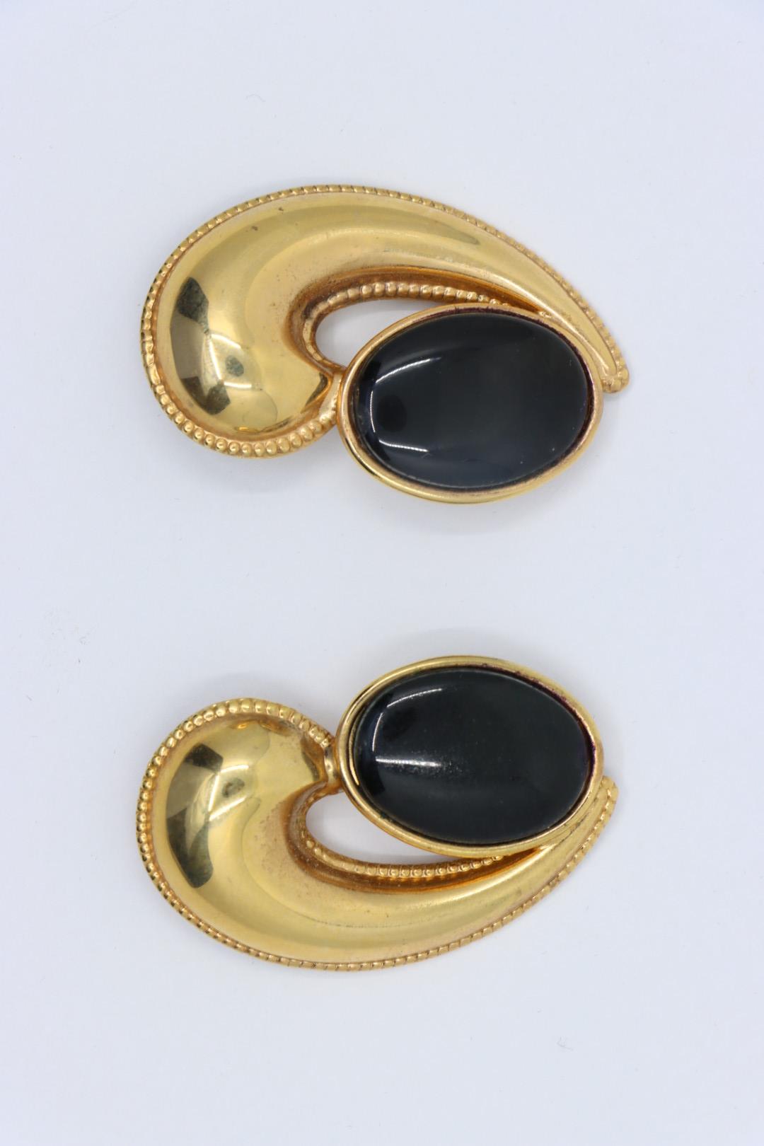 A Set Of France Vintage Gold Tone Black Woven Jewelry