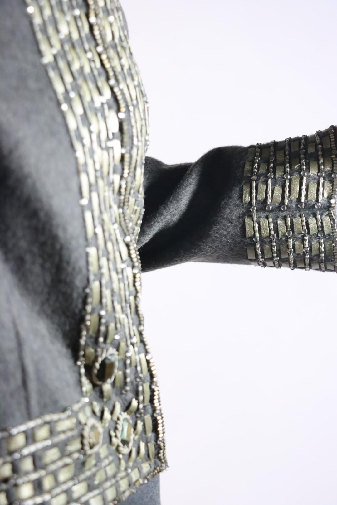 Vintage Oscar De La Renta Grey Embellished Jacket