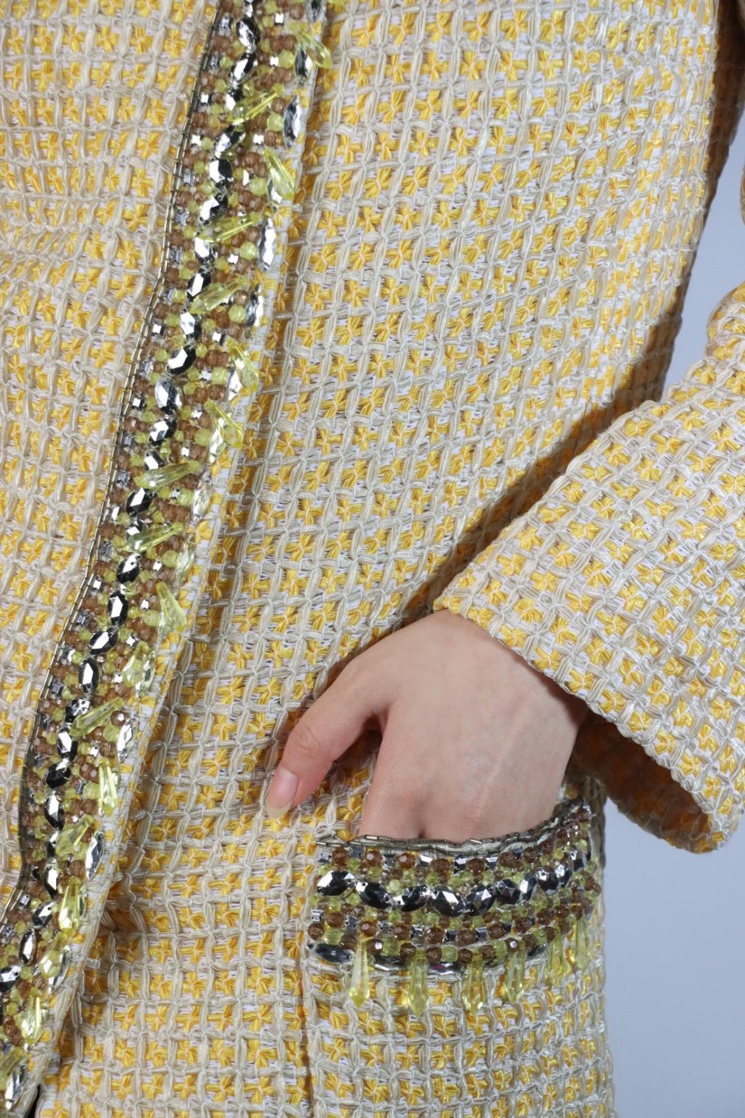 Vintage Dolce & Gabbana Yellow Tweed Embellished Jacket