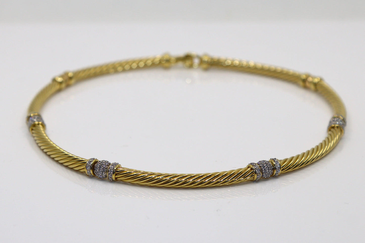 DAVID YURMAN 18K GOLD CABLE TWIST DIAMOND PAVE NECKLACE