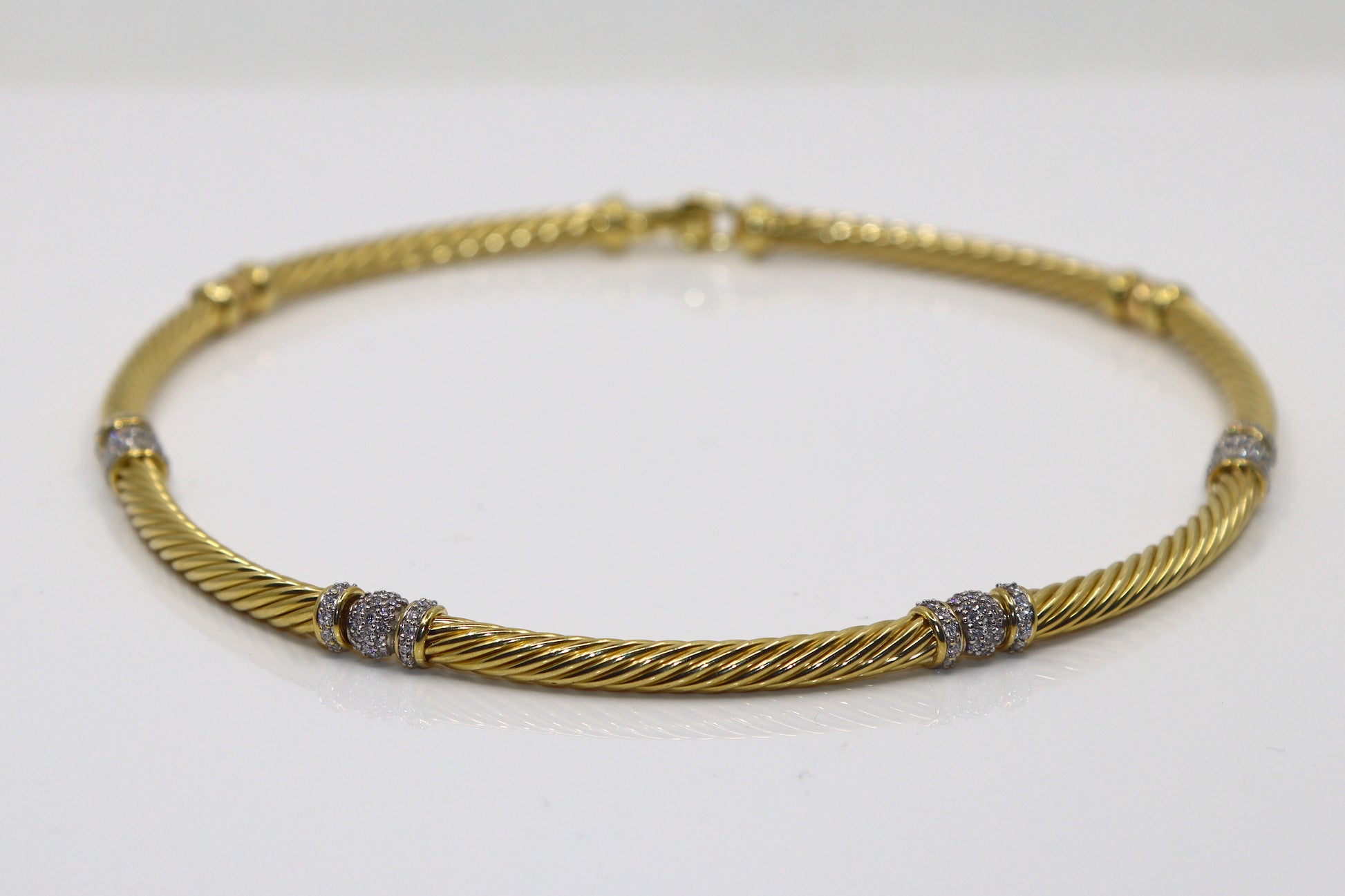 DAVID YURMAN 18K GOLD CABLE TWIST DIAMOND PAVE NECKLACE