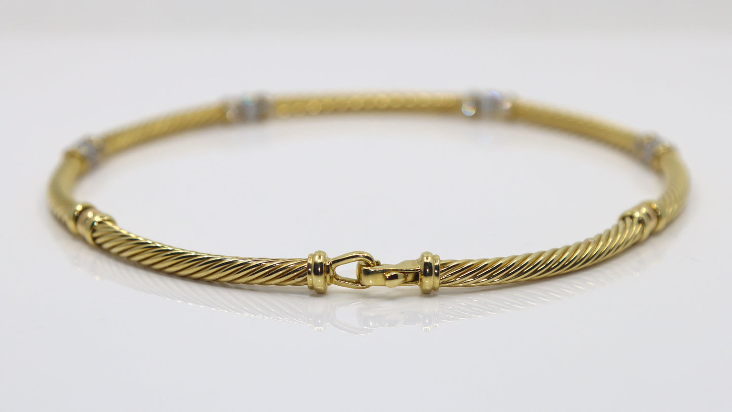 DAVID YURMAN 18K GOLD CABLE TWIST DIAMOND PAVE NECKLACE