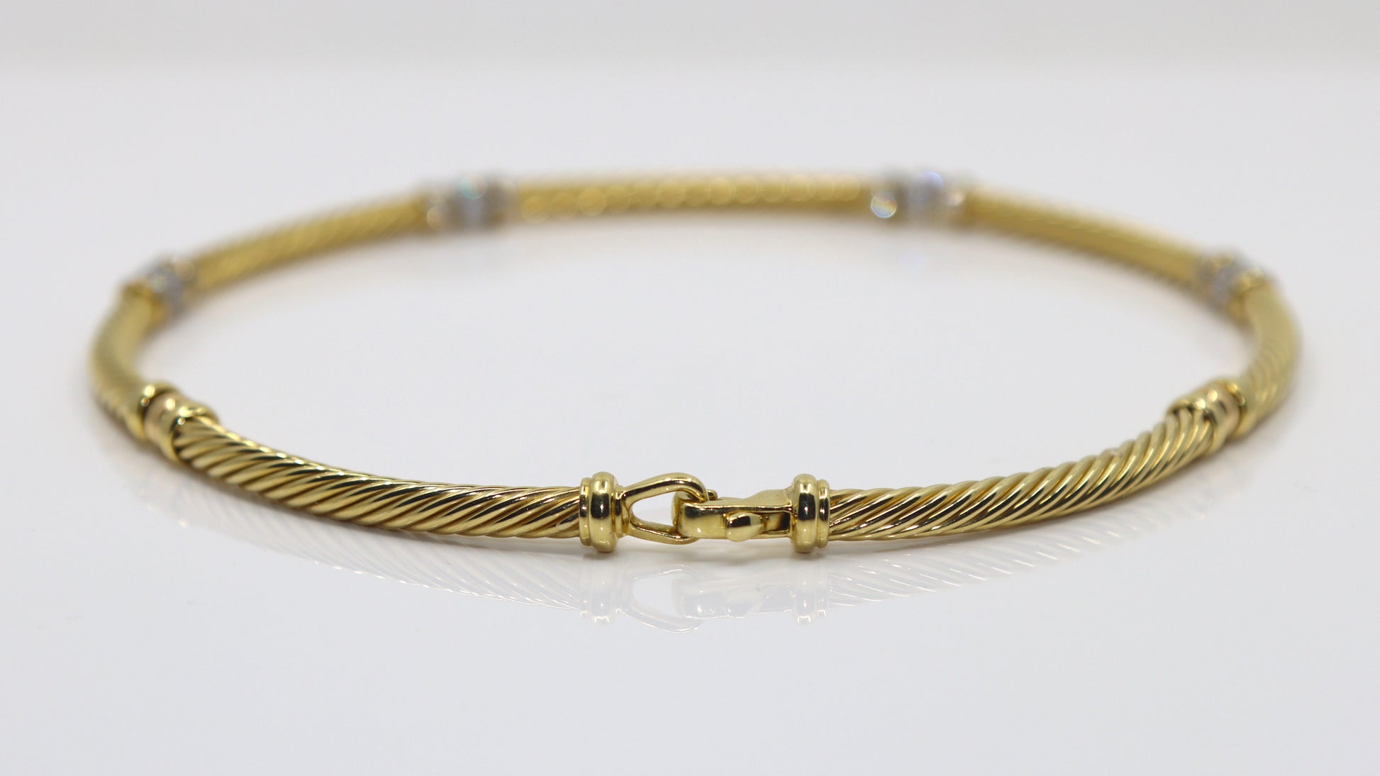 DAVID YURMAN 18K GOLD CABLE TWIST DIAMOND PAVE NECKLACE