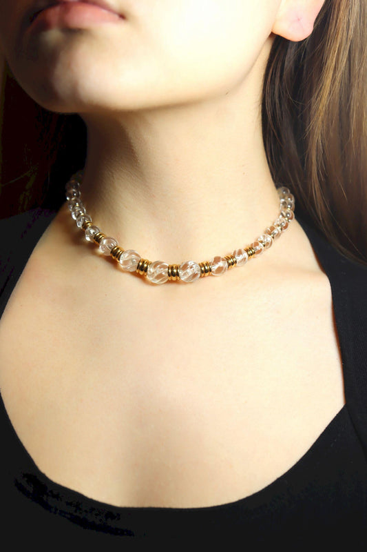 Boucheron 18K Gold Rock Crystal Beads Necklace