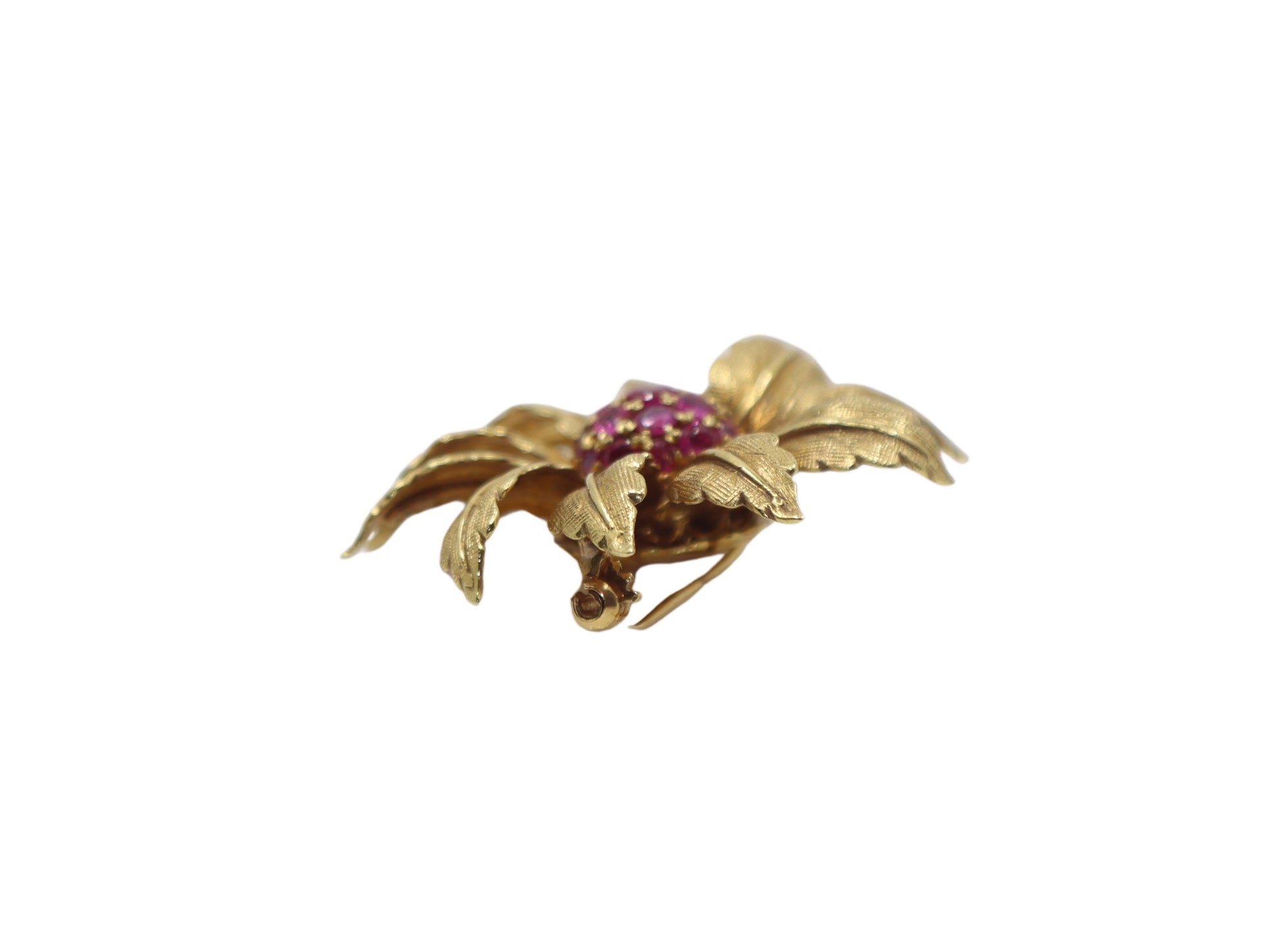 Vintage Tiffany & Co. 18K Gold Ruby Starburst Flower Brooch Pin