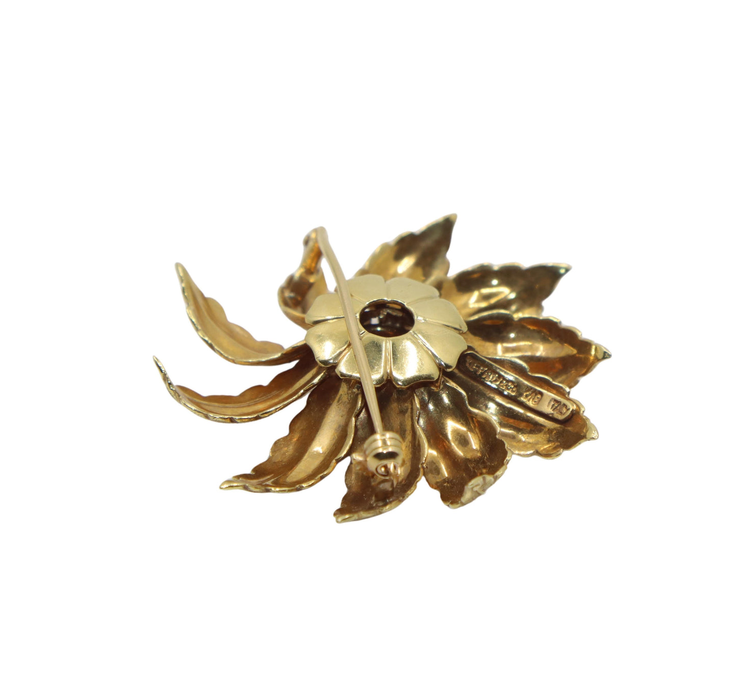 Vintage Tiffany & Co. 18K Gold Ruby Starburst Flower Brooch Pin