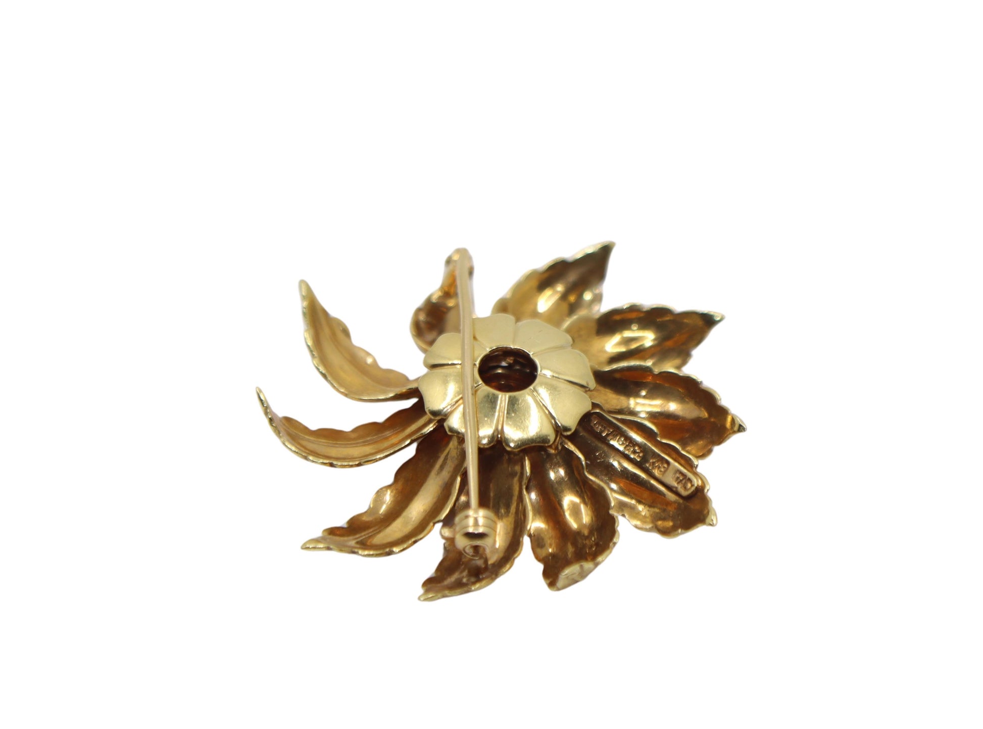 Vintage Tiffany & Co. 18K Gold Ruby Starburst Flower Brooch Pin
