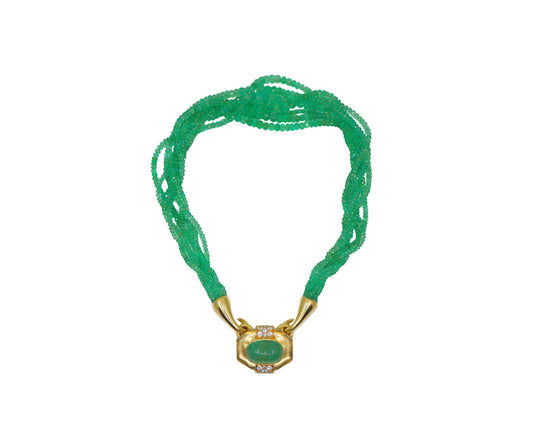 VINTAGE DAVID WEBB 18K GOLD EMERALD BEAD NECKLACE