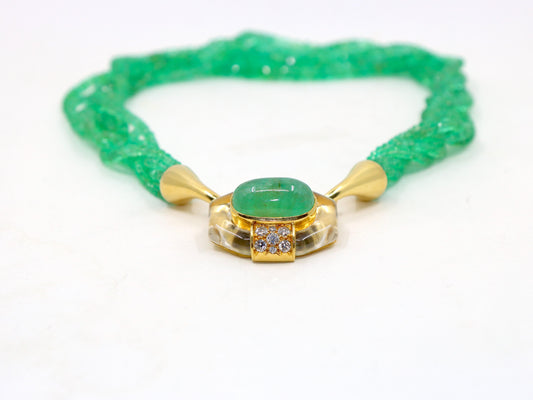 VINTAGE DAVID WEBB 18K GOLD EMERALD BEAD NECKLACE