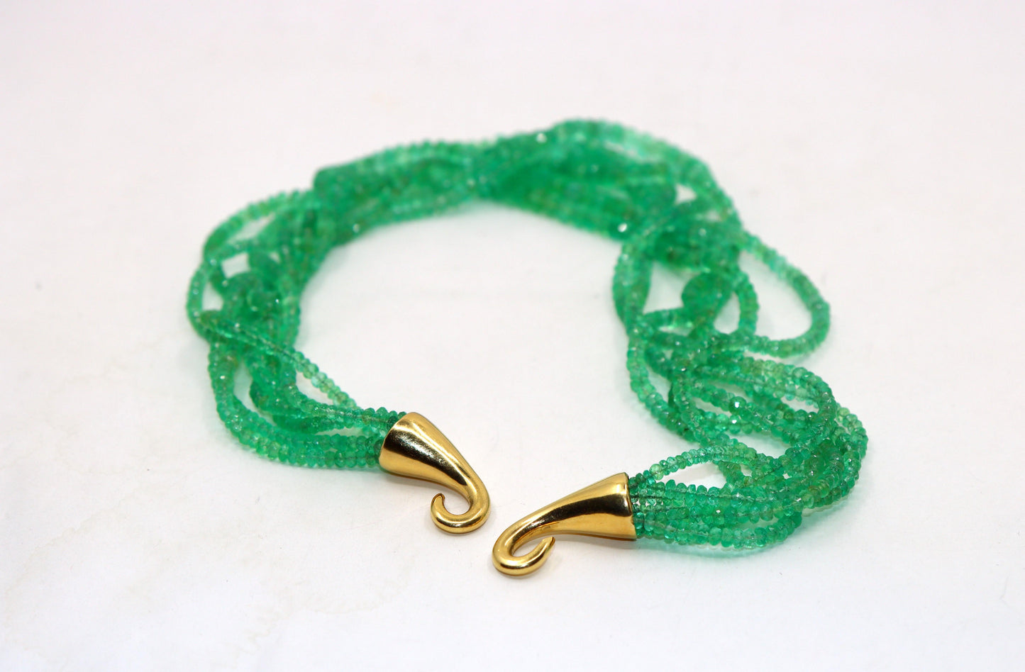 VINTAGE DAVID WEBB 18K GOLD EMERALD BEAD NECKLACE