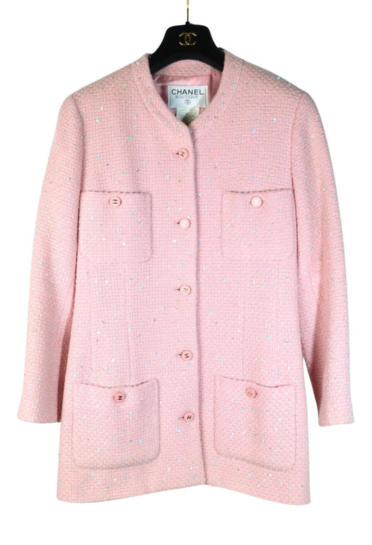 Vintage 1996 Chanel Pink Wool Long Jacket