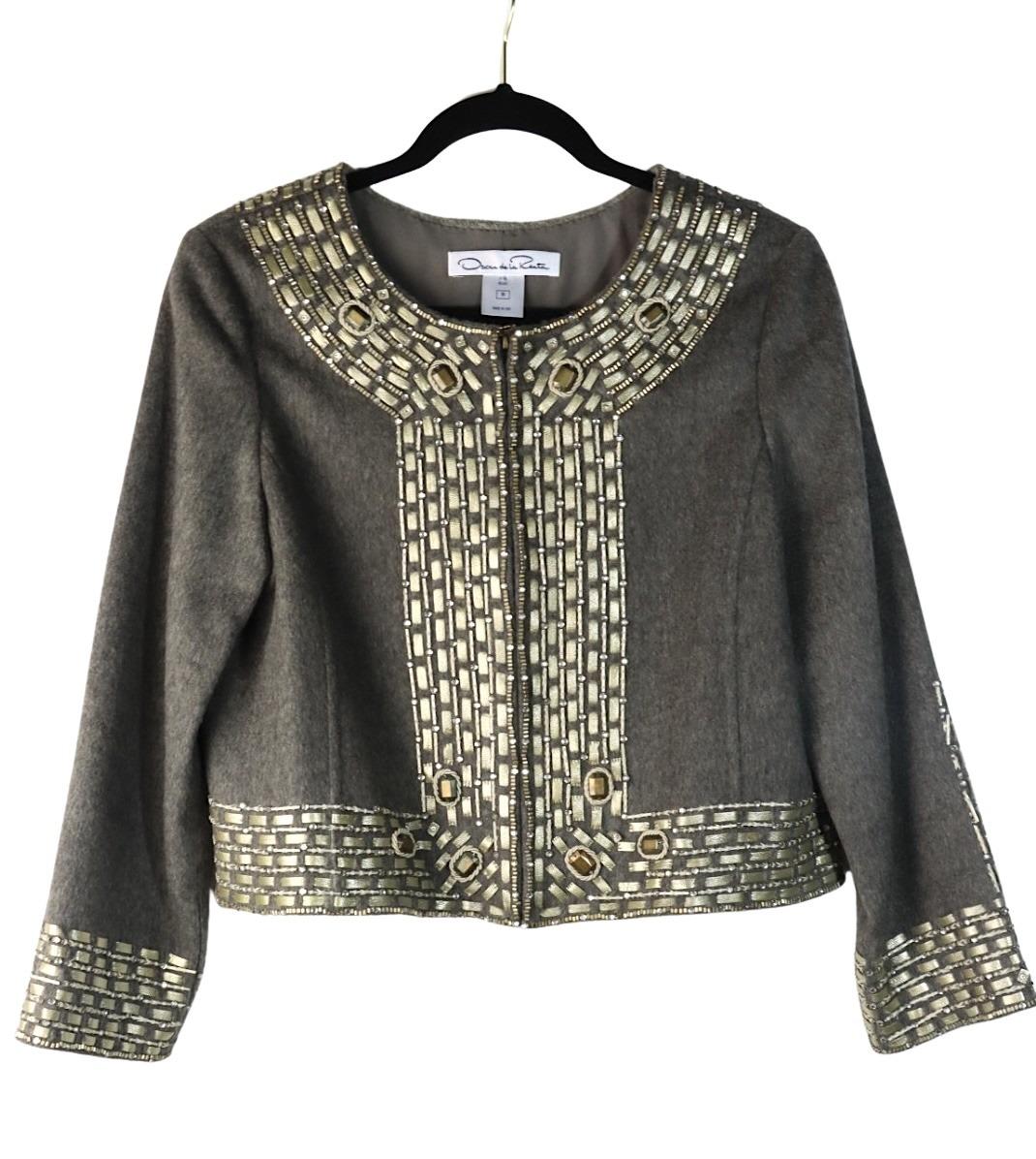 Vintage Oscar De La Renta Grey Embellished Jacket