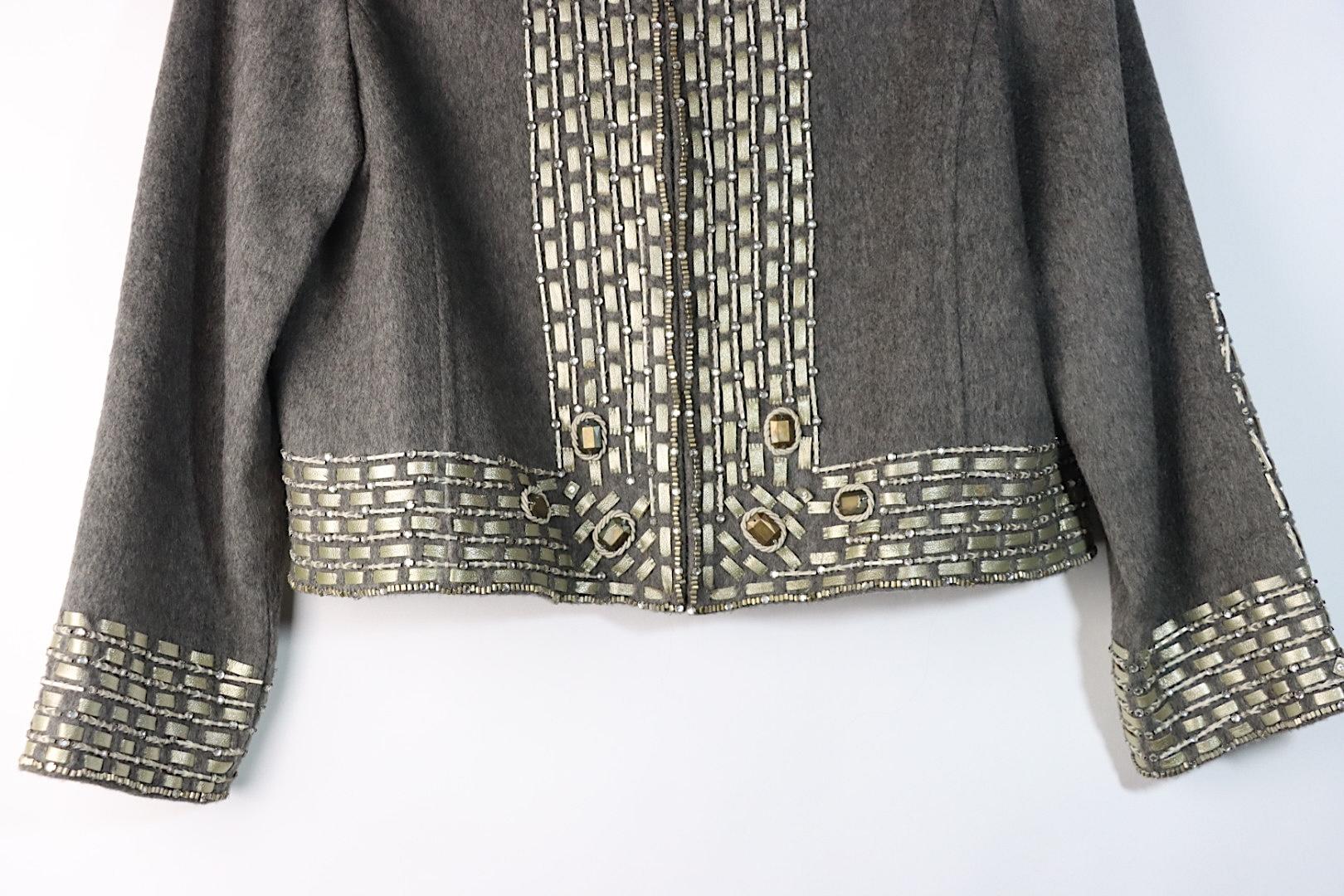 Vintage Oscar De La Renta Grey Embellished Jacket