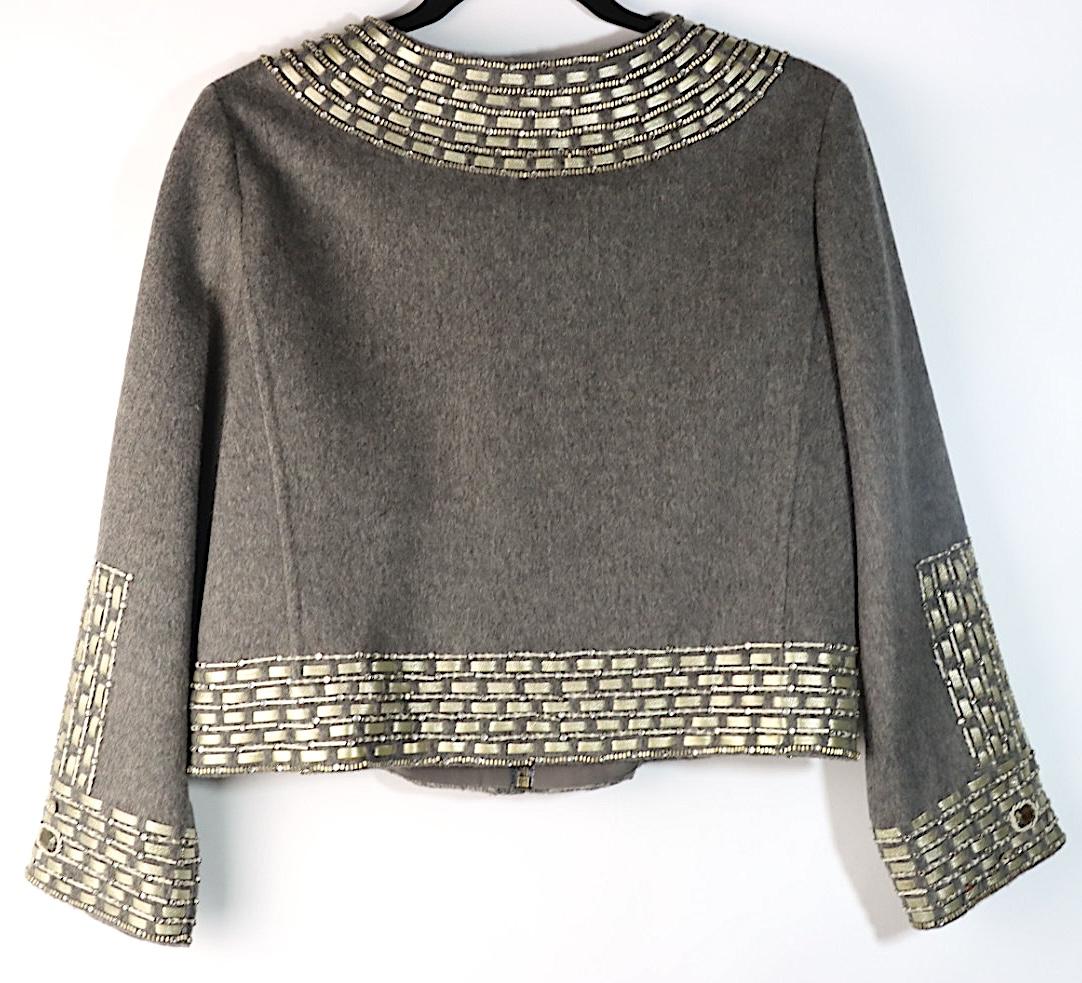 Vintage Oscar De La Renta Grey Embellished Jacket