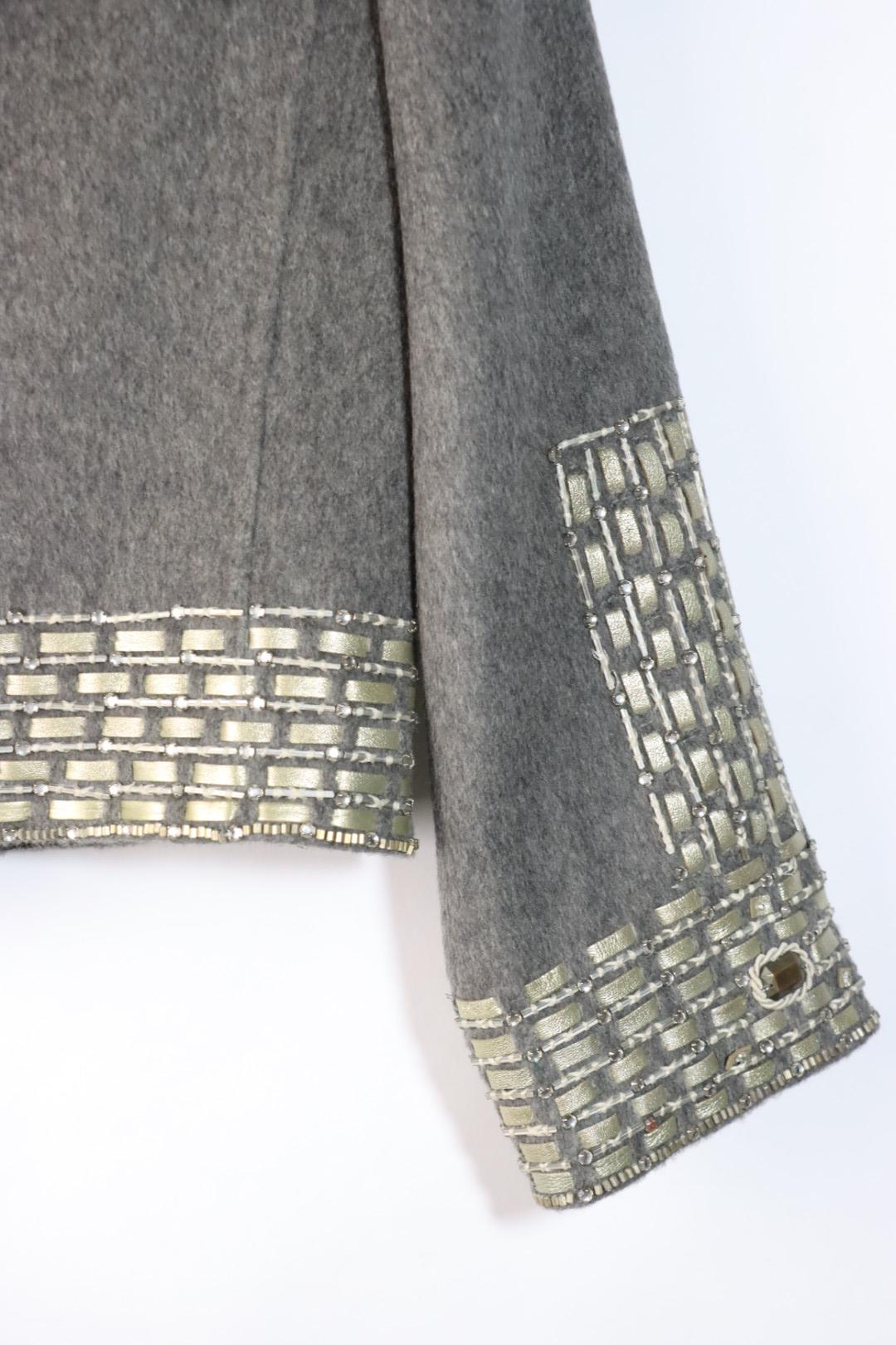 Vintage Oscar De La Renta Grey Embellished Jacket