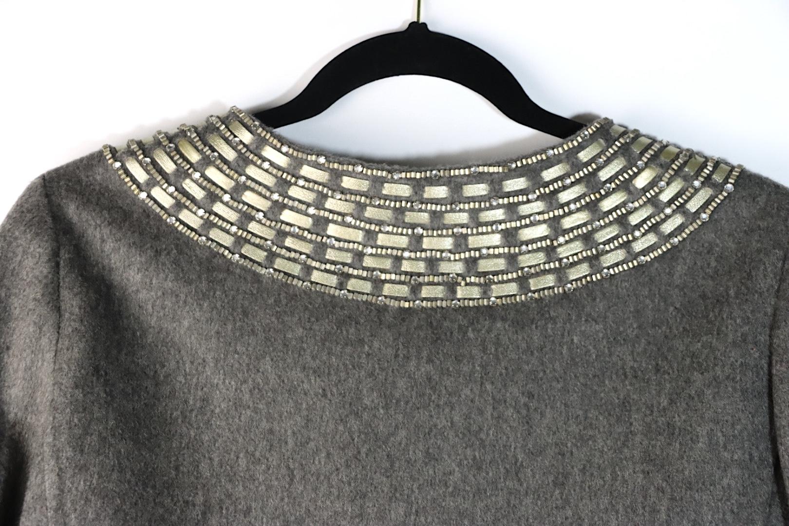 Vintage Oscar De La Renta Grey Embellished Jacket
