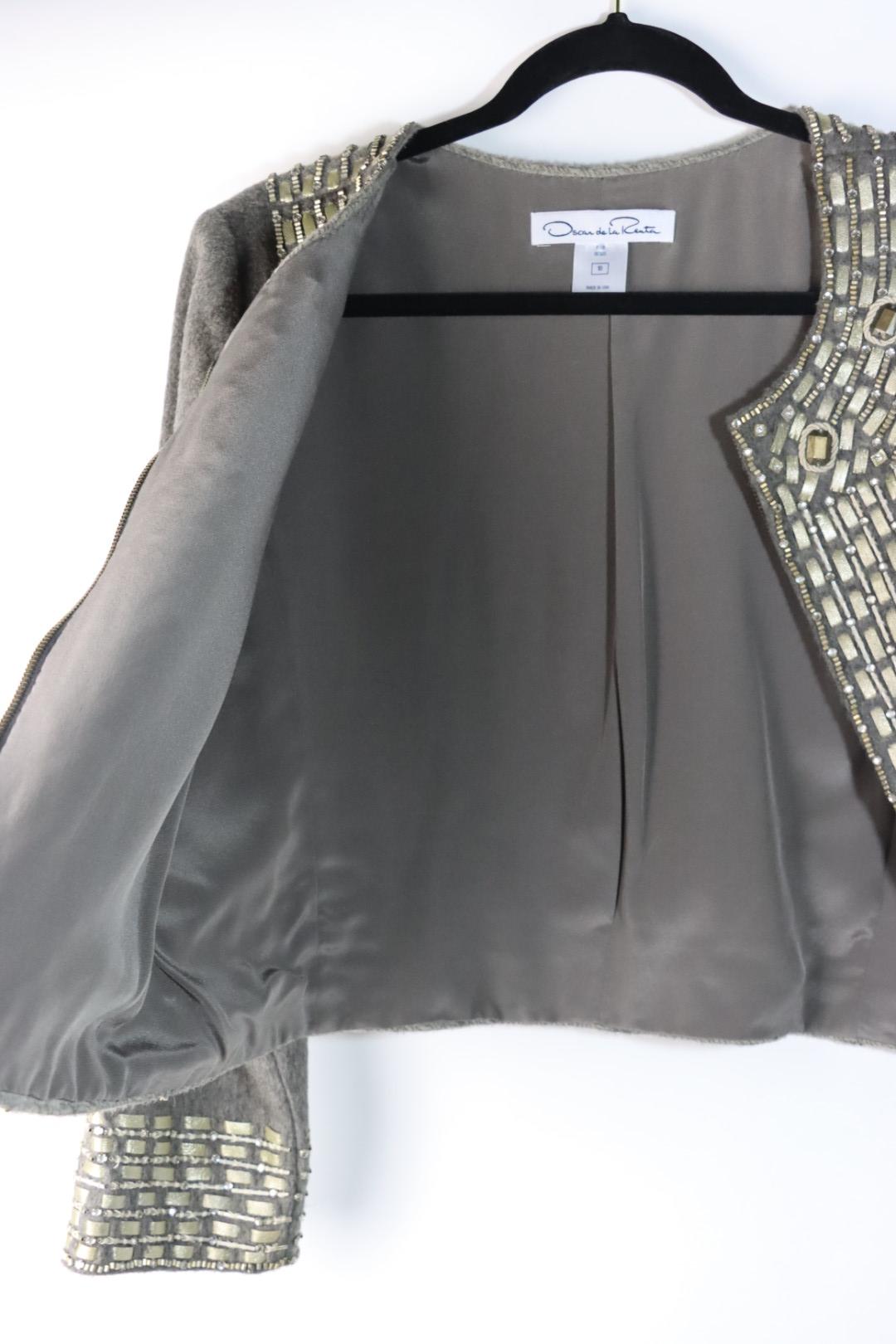 Vintage Oscar De La Renta Grey Embellished Jacket