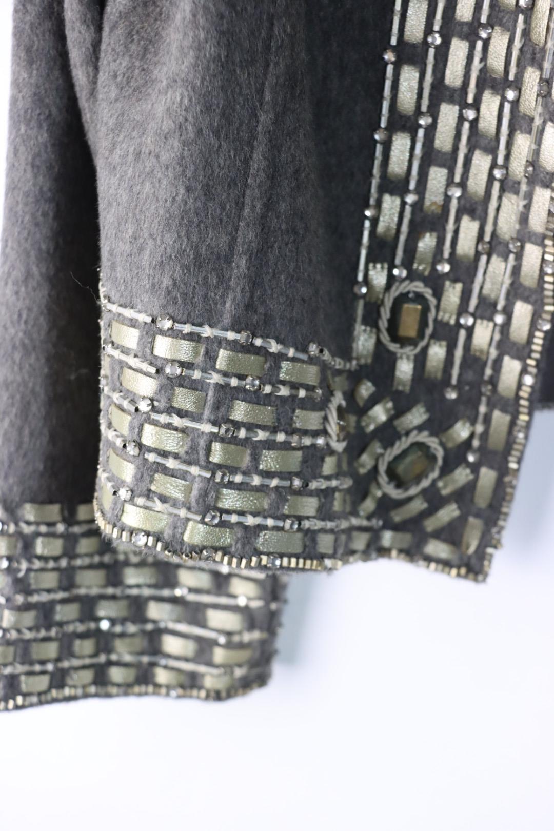 Vintage Oscar De La Renta Grey Embellished Jacket