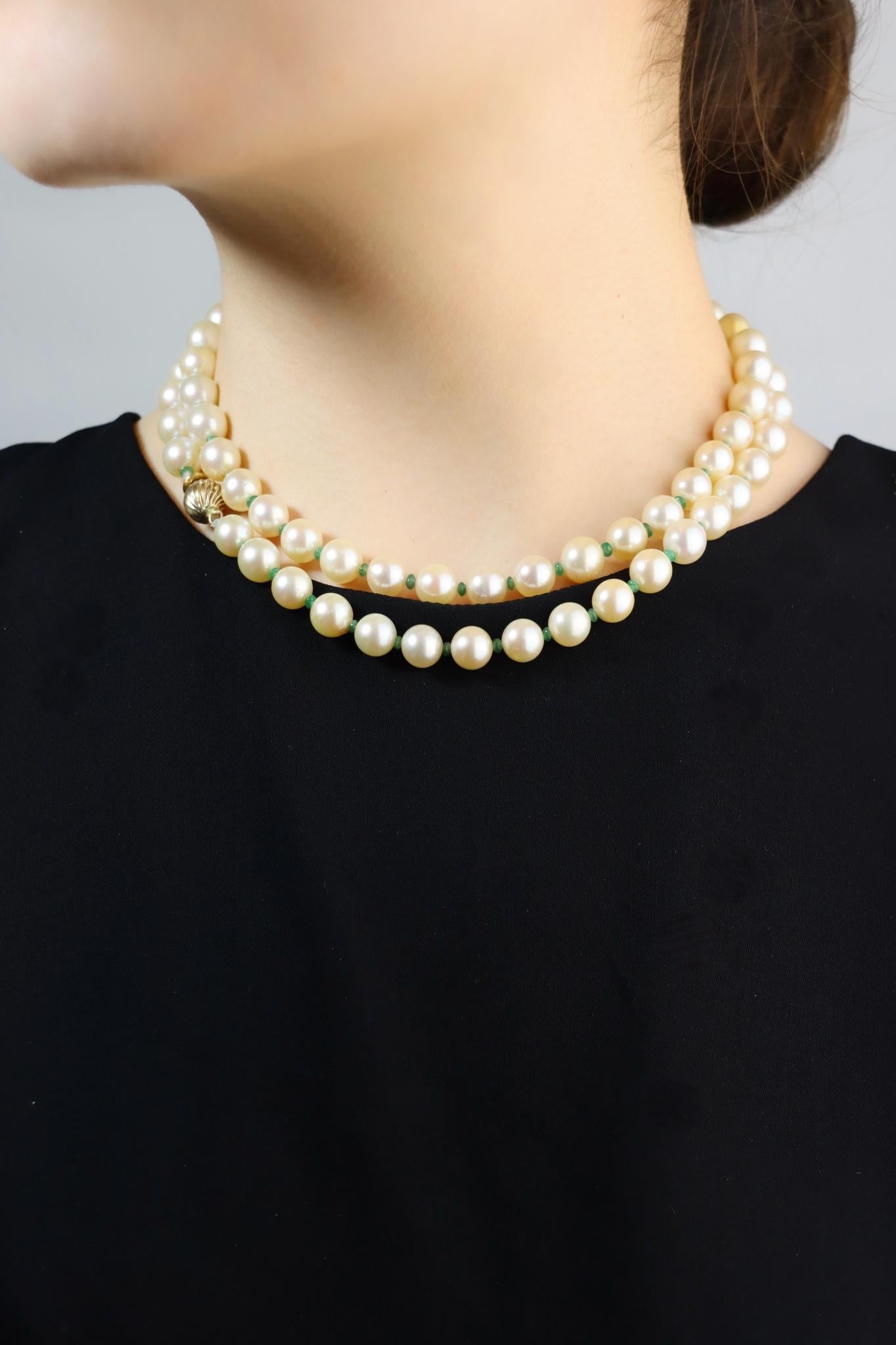 Vintage 14K Gold Pearl Long Necklace