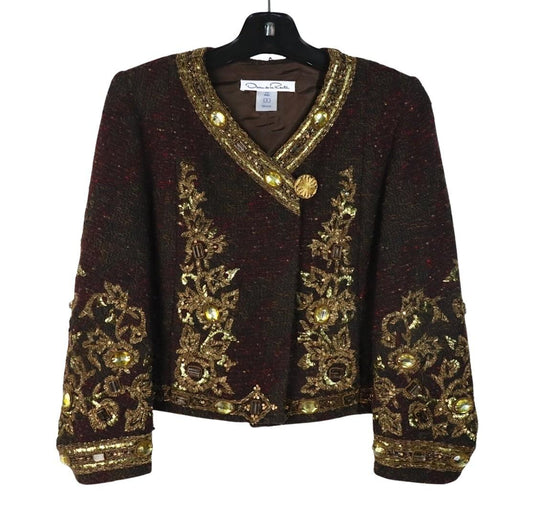 Vintage Oscar De La Renta Black Gold Embellished Jacket
