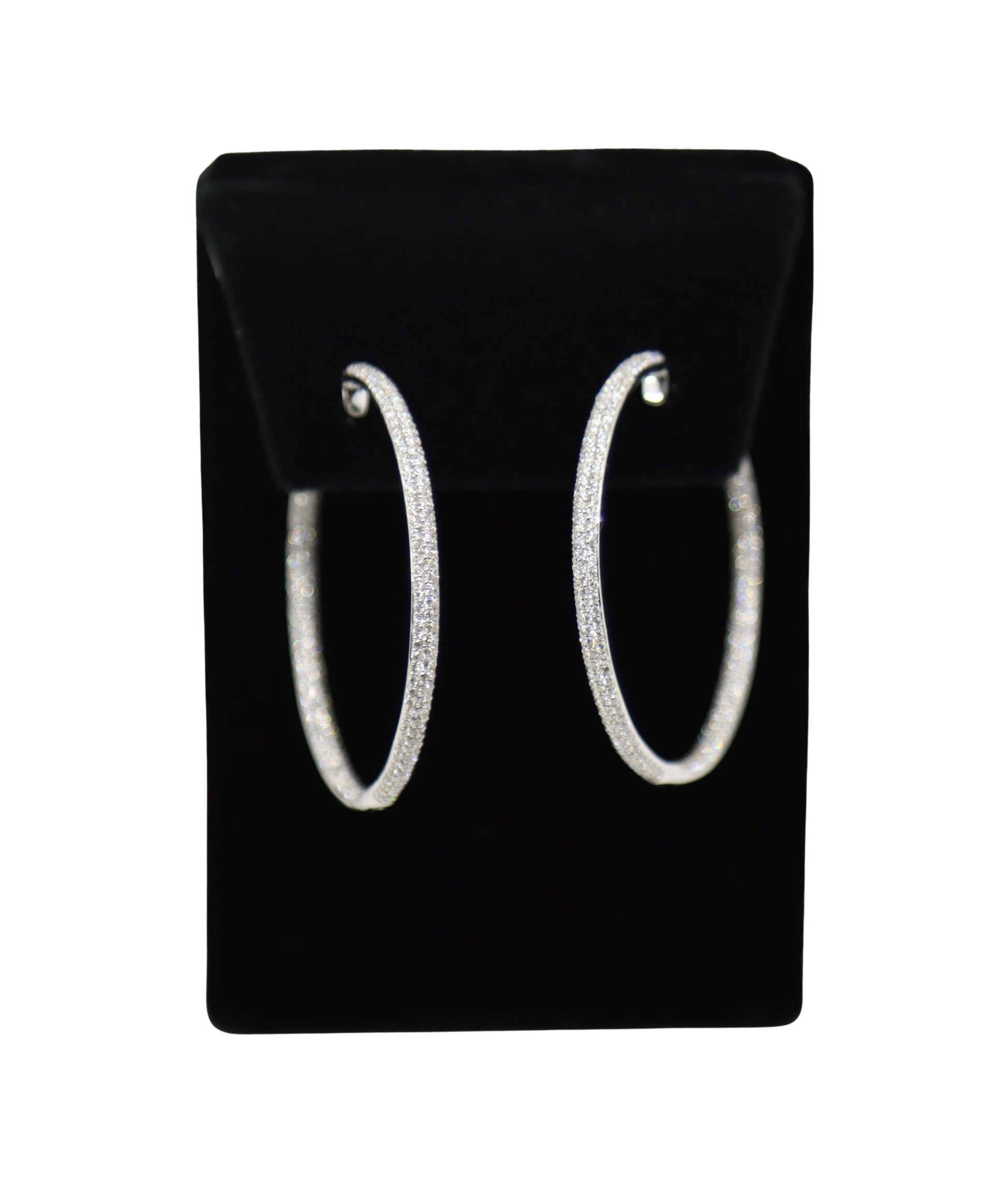 18K White Gold Diamond Large Hoop Earrings