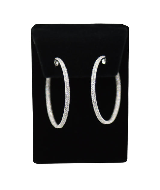 18K White Gold Diamond Large Hoop Earrings