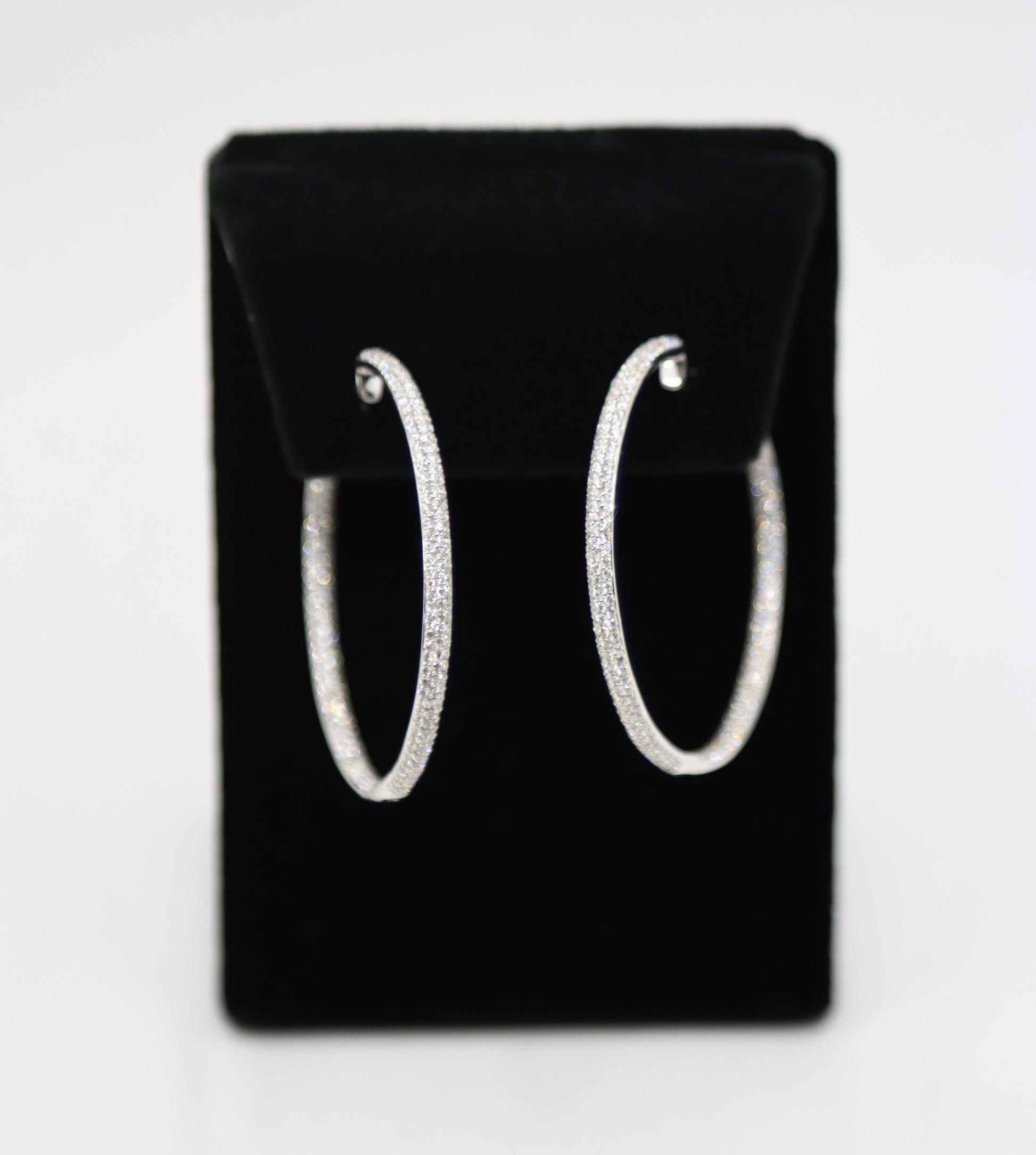 18K White Gold Diamond Large Hoop Earrings