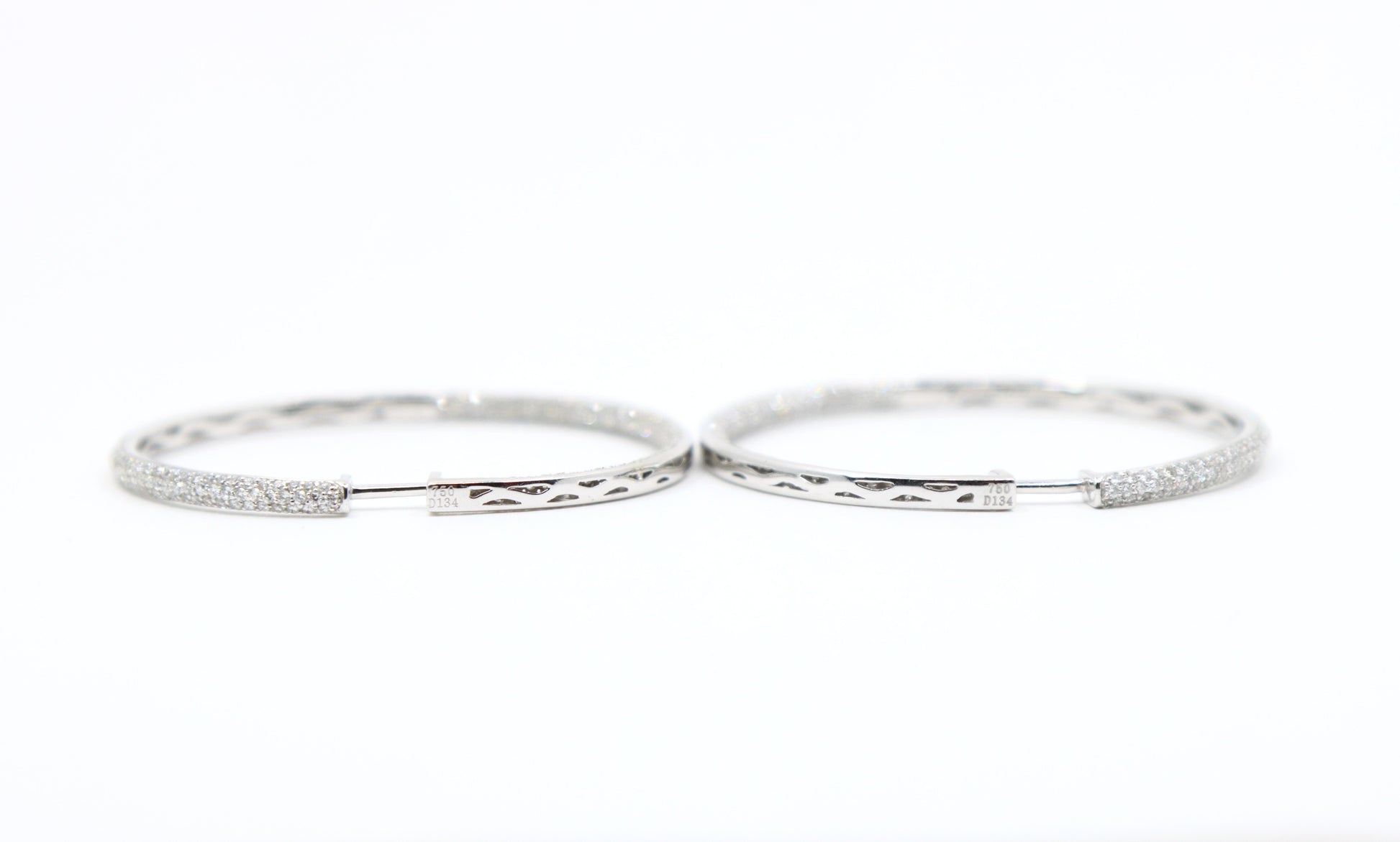 18K White Gold Diamond Large Hoop Earrings