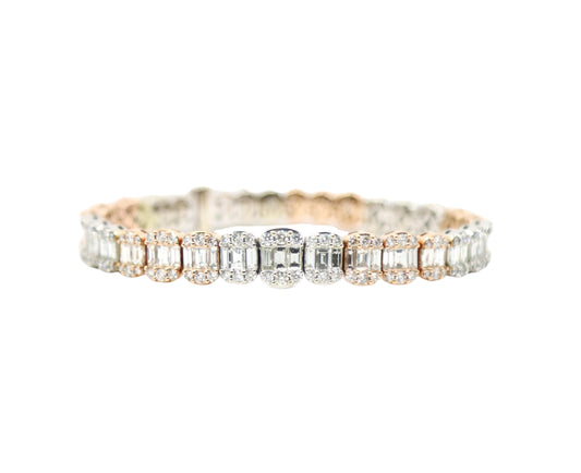14K White & Rose Gold Diamond  Bracelet