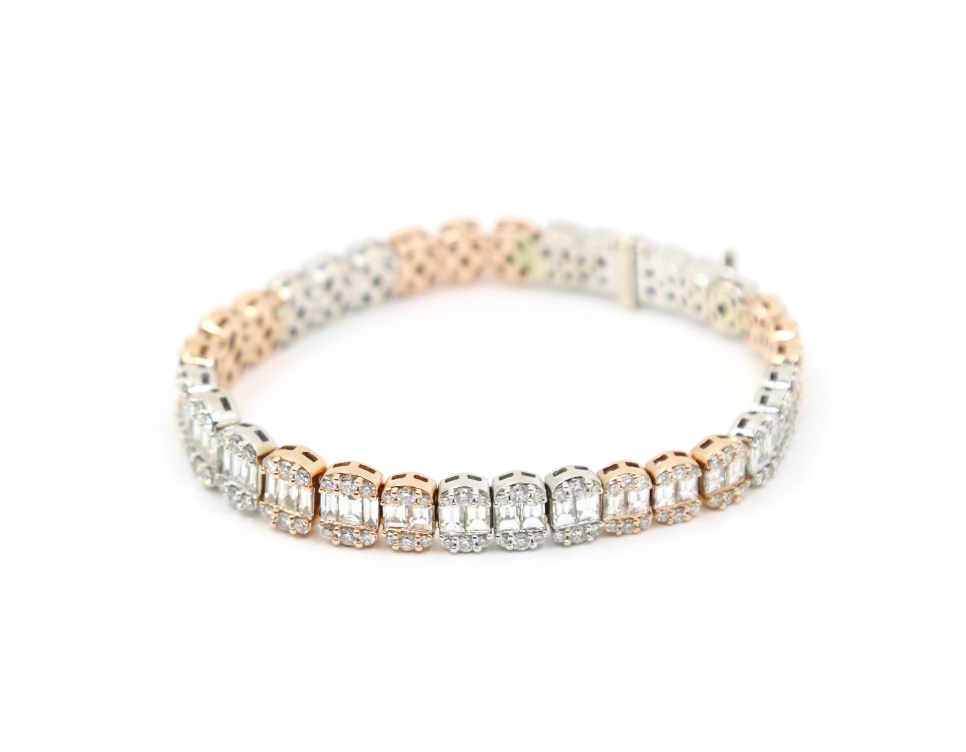 14K White & Rose Gold Diamond  Bracelet