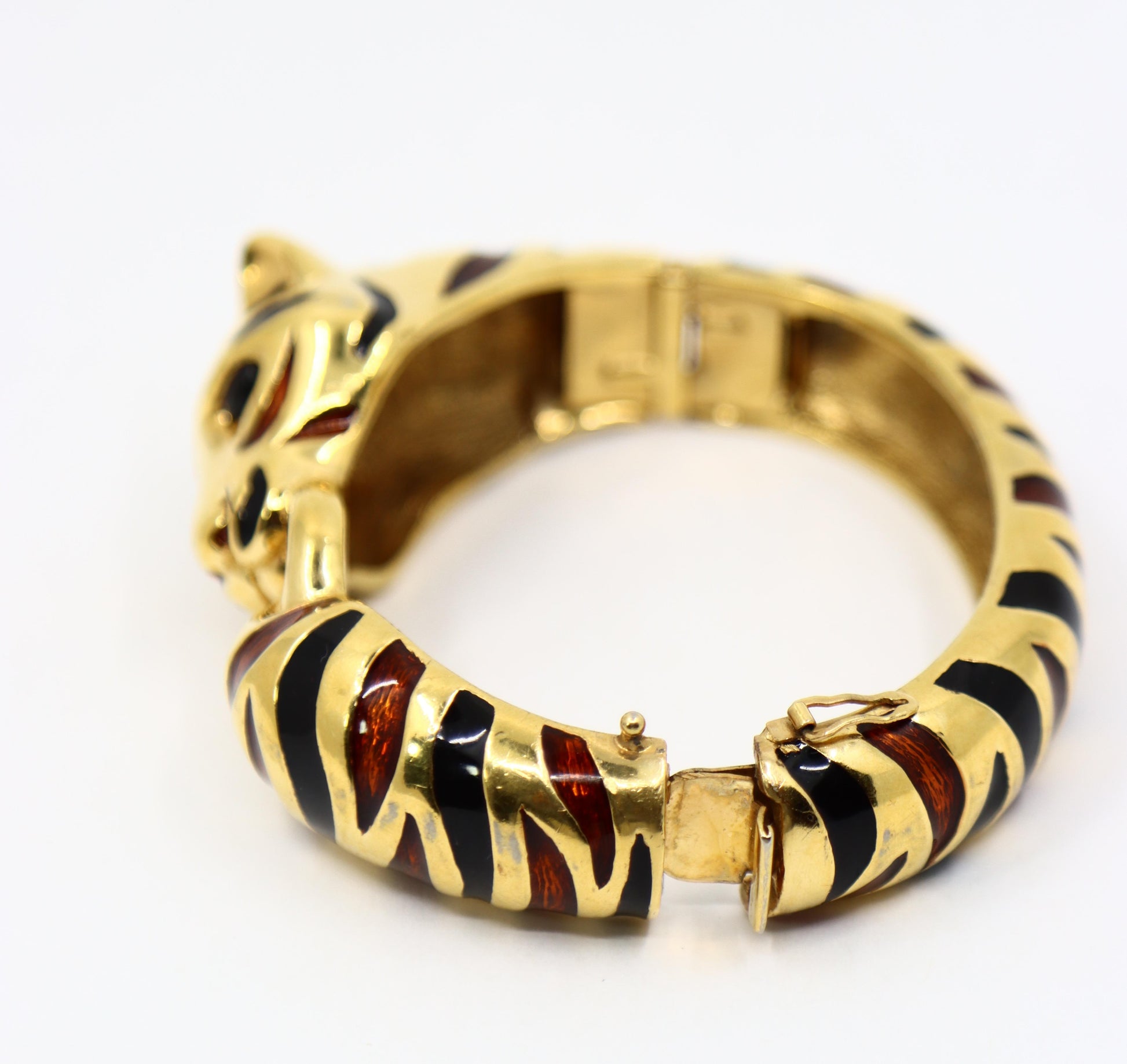Vintage Ciner Gold Tone Enamel Tiger Bracelet