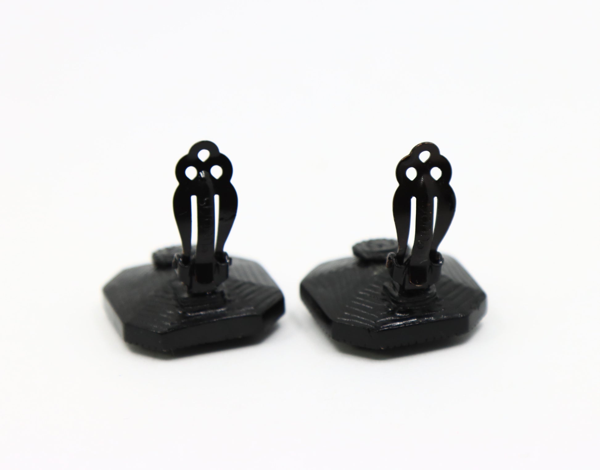Vintage St.John Black Octagon Earring