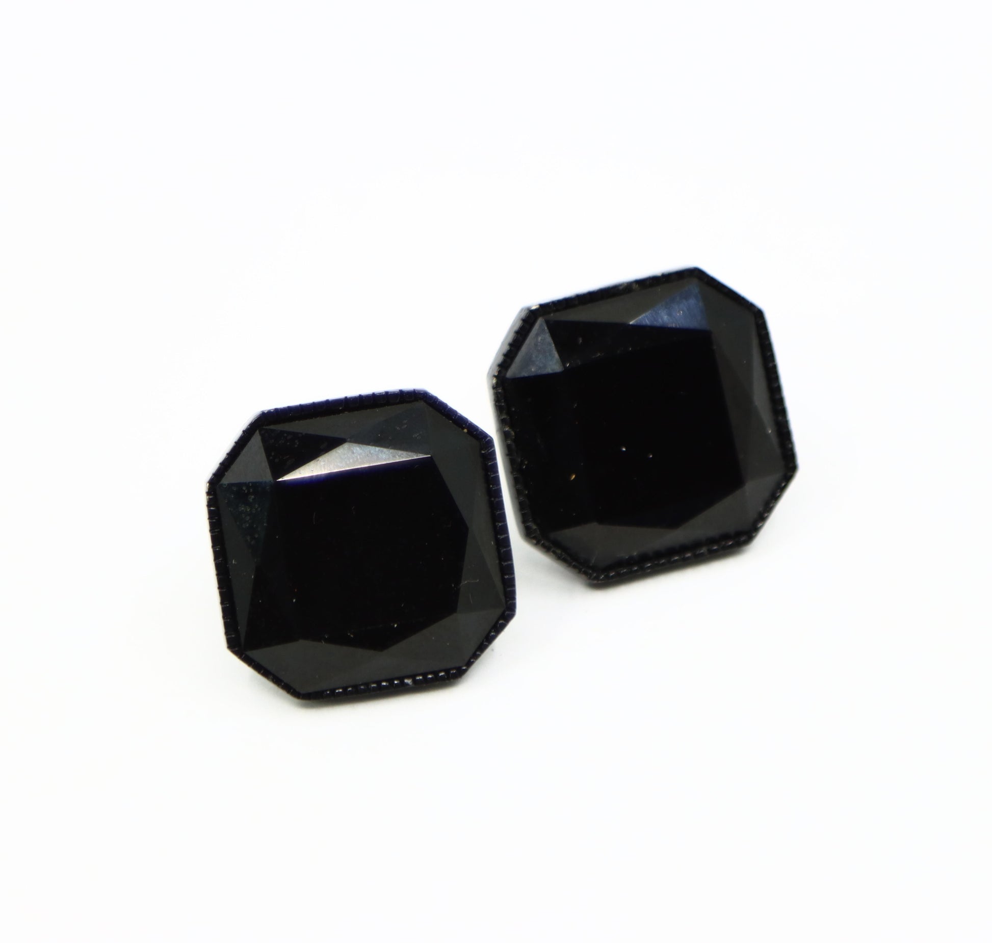 Vintage St.John Black Octagon Earring