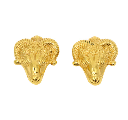 Vintage MMA Gold Tone Goat Earrings