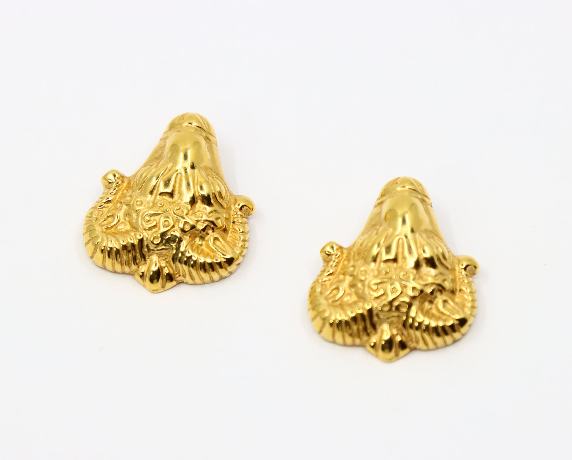 Vintage MMA Gold Tone Goat Earrings
