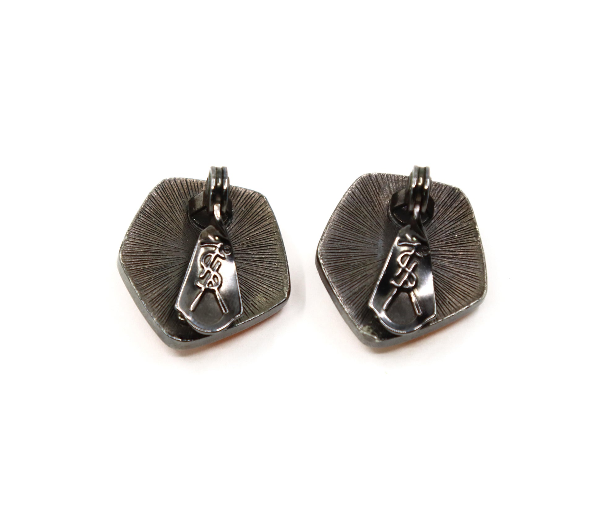Vintage YSL Black Tone Pink Resin Earrings