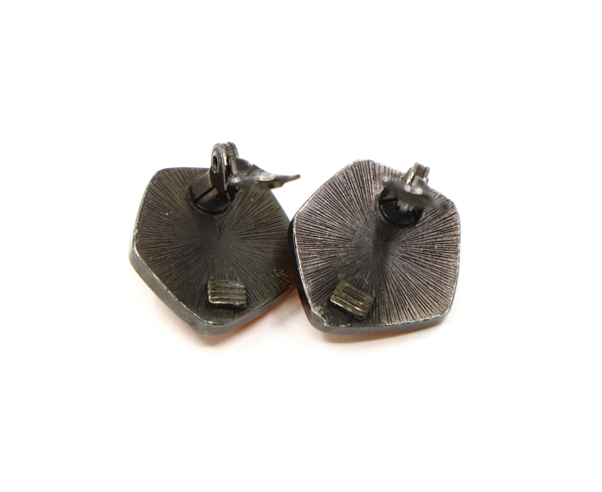 Vintage YSL Black Tone Pink Resin Earrings