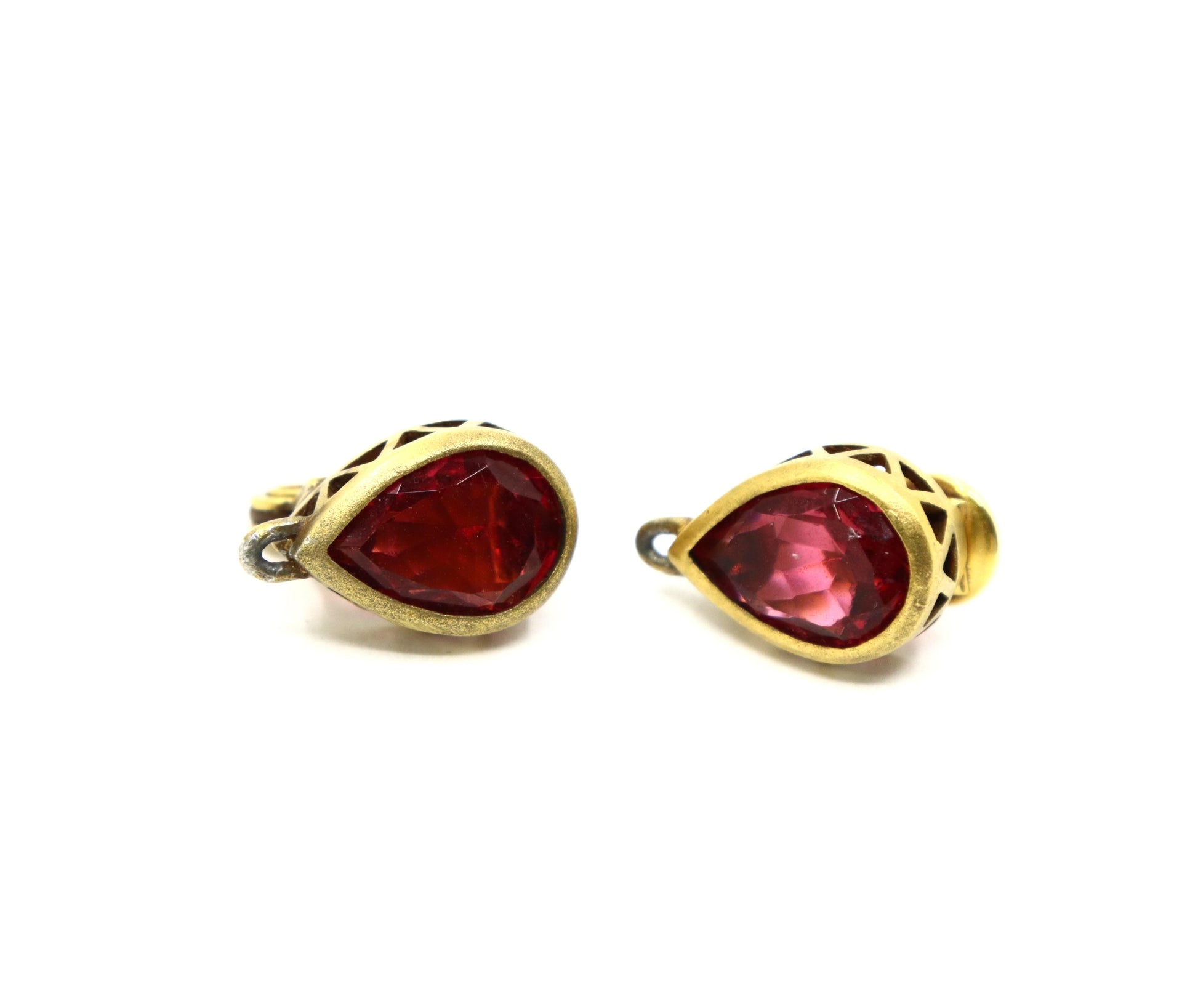 Vintage YSL Gold Tone Pink Crystal Earrings