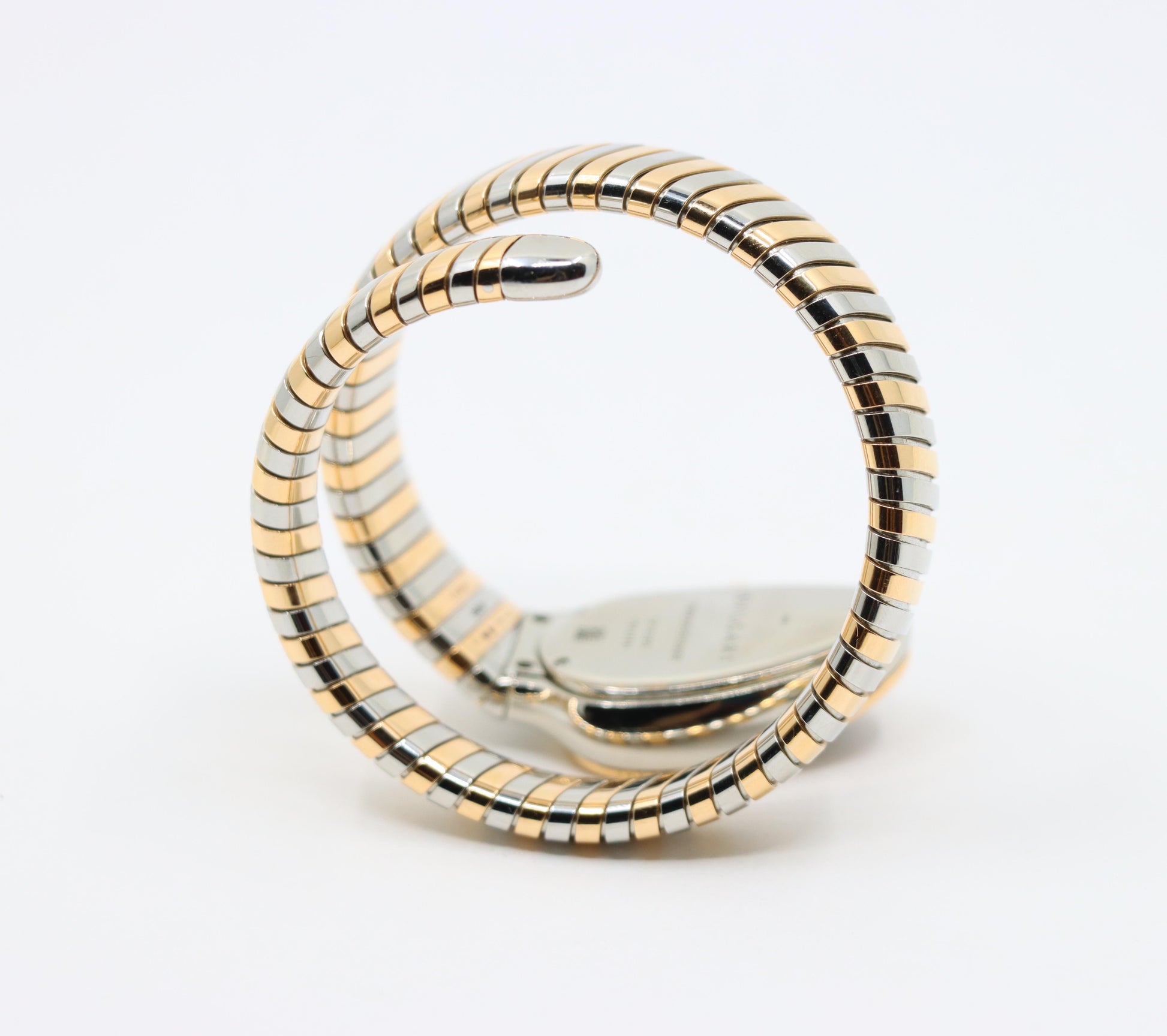Bulgari Serpenti Tubogas 18K Rose Gold Stainless Diamond Single Twist Watch