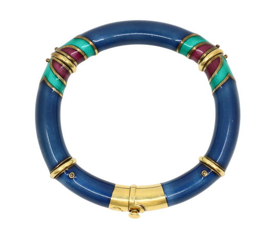 Vintage La Nouvelle Bague 18K Gold Enamel Bracelet