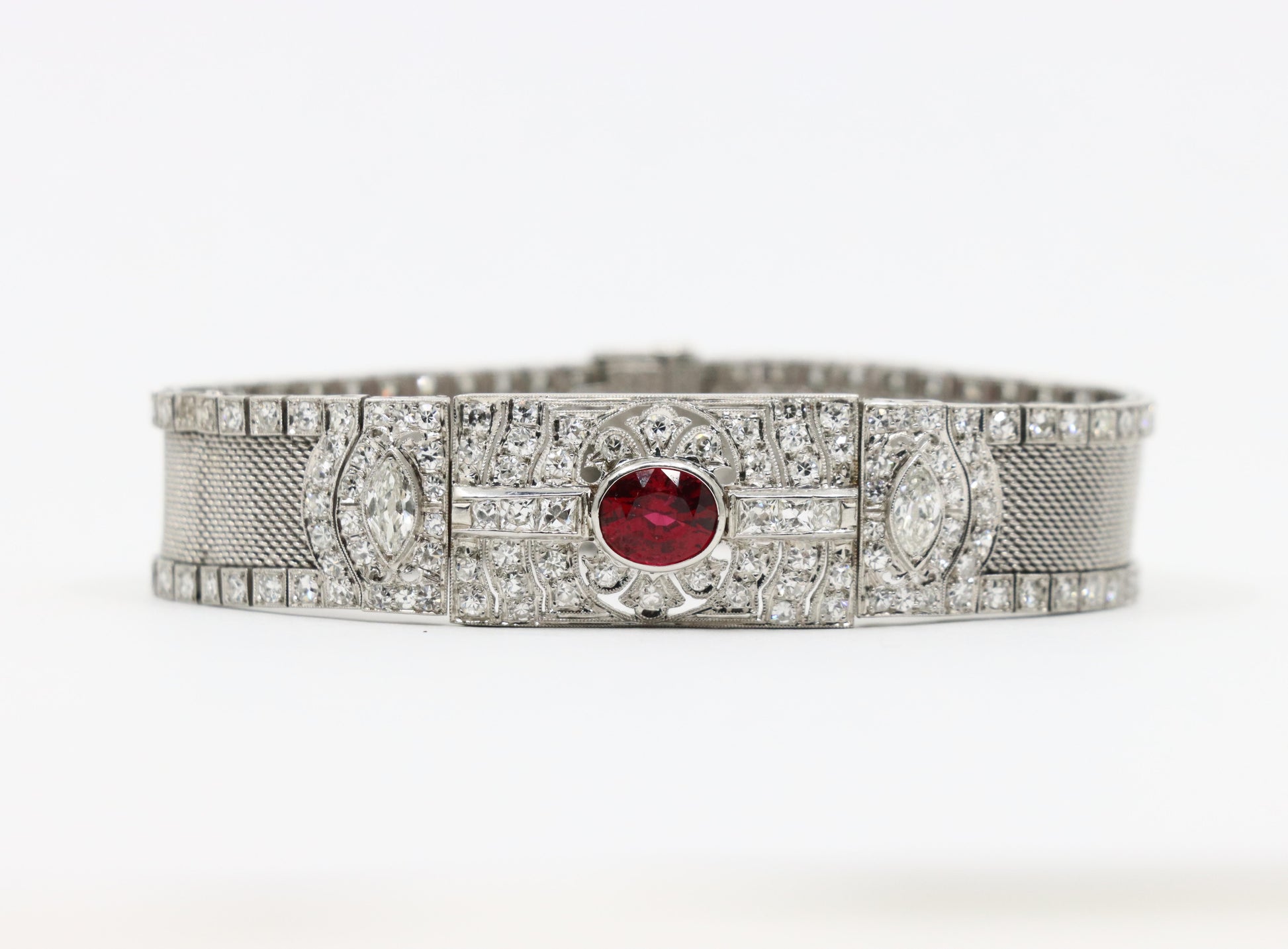 Art Deco Platinum Ruby Diamond Bracelet