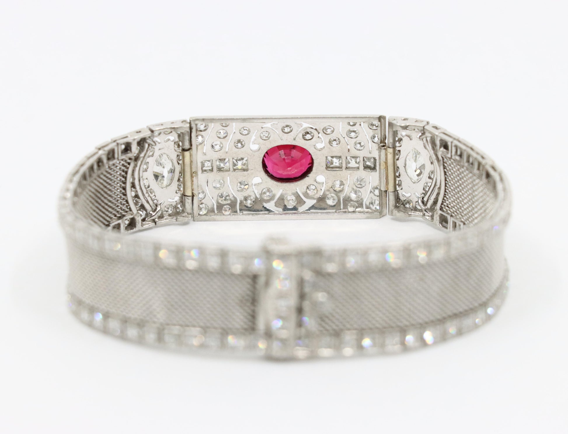 Art Deco Platinum Ruby Diamond Bracelet