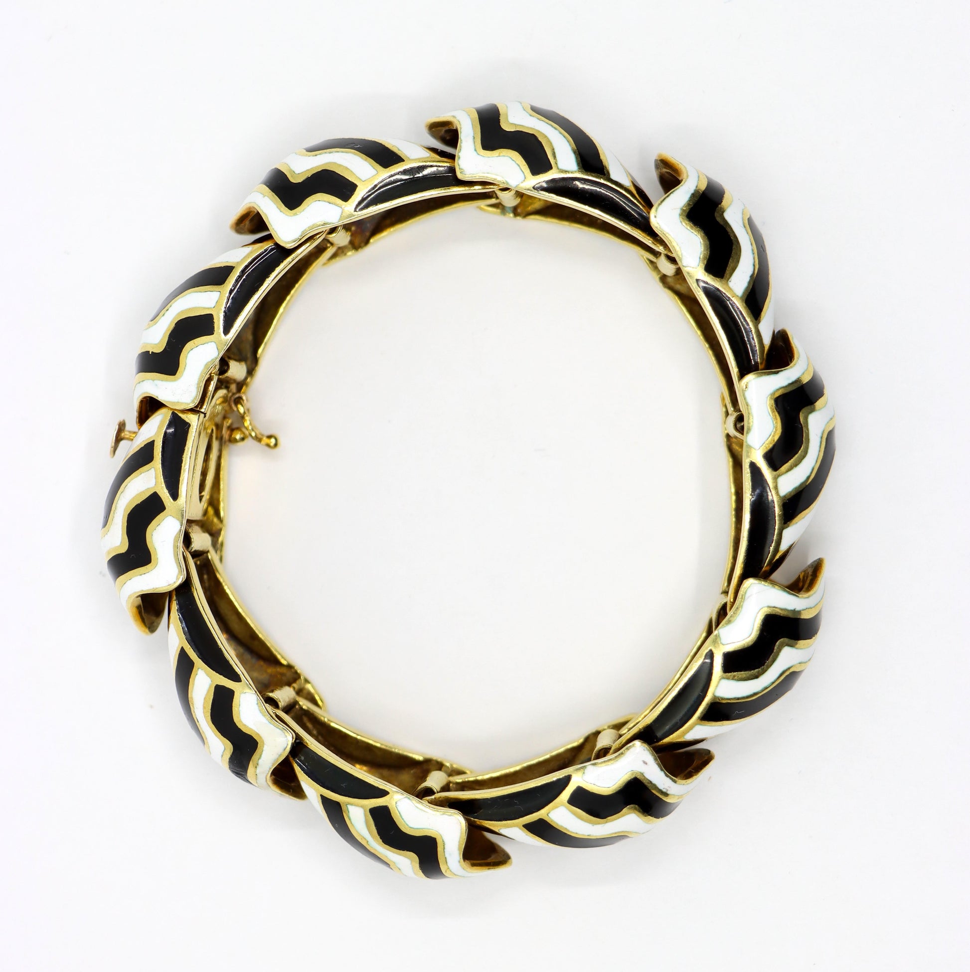 D.Webb 18K Gold Zebra Enamel Bracelet