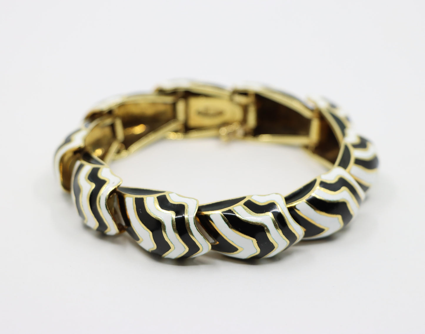 D.Webb 18K Gold Zebra Enamel Bracelet